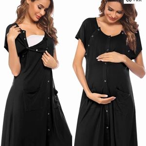 Ekouaer 3 in 1 Labor/Delivery/Hospital Gown Nursing Dress